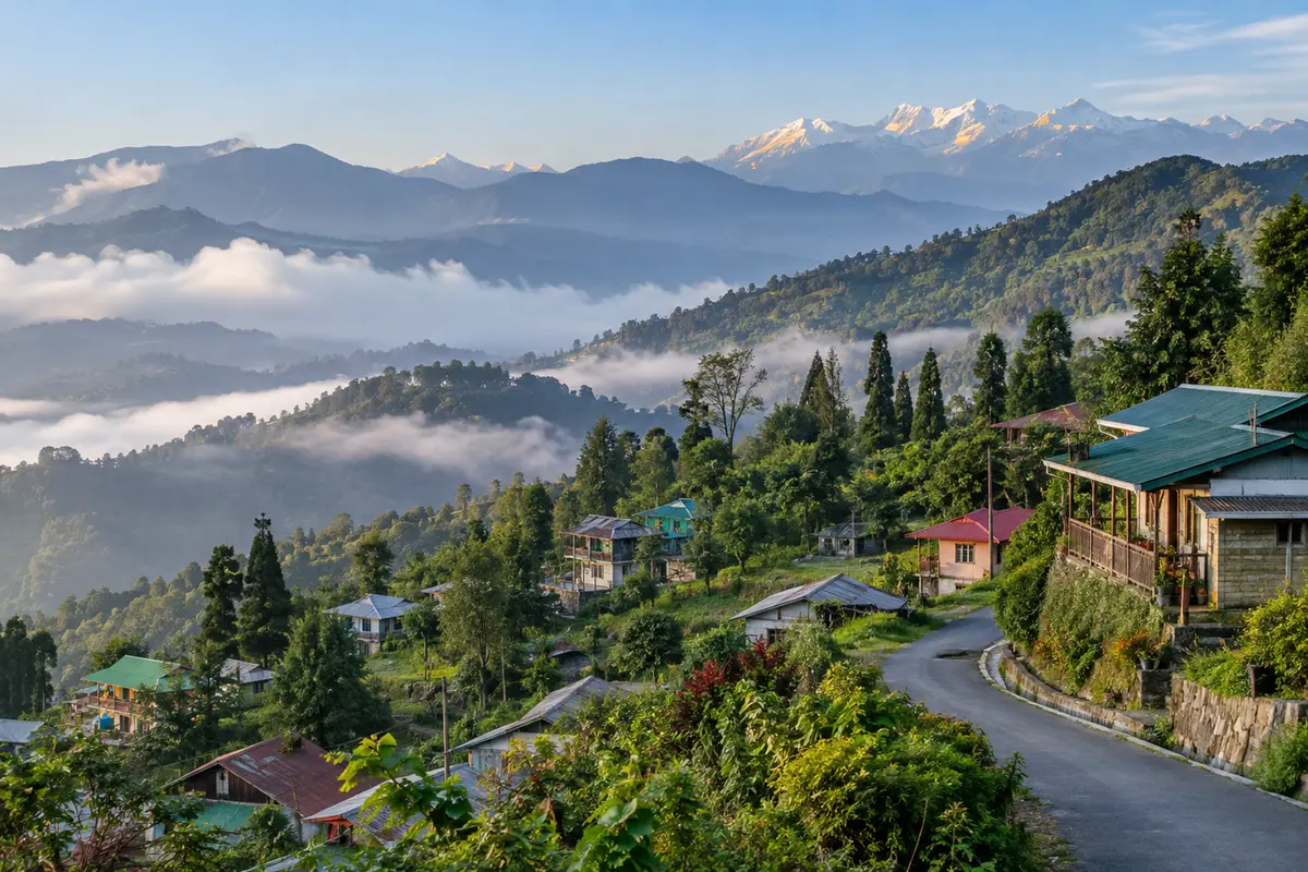 Sittong hill village with scenic mountain views