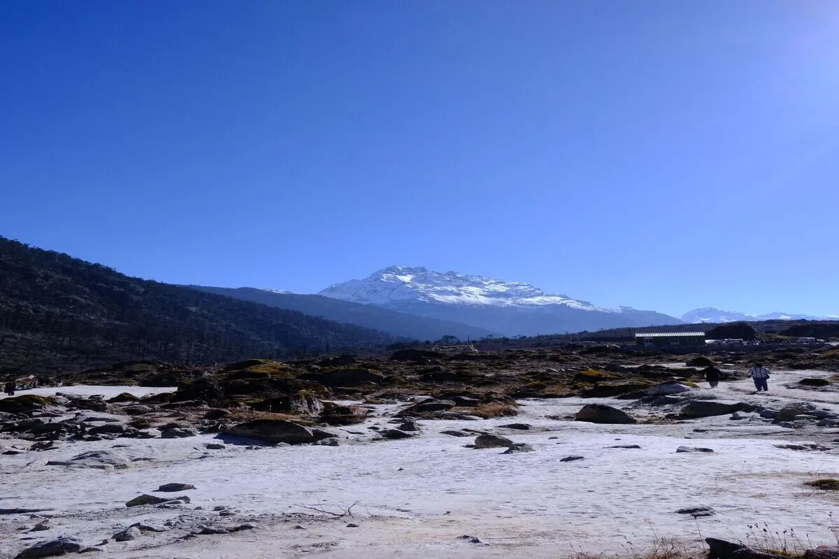 Snowy mountains and rocky terrain in Sikkim