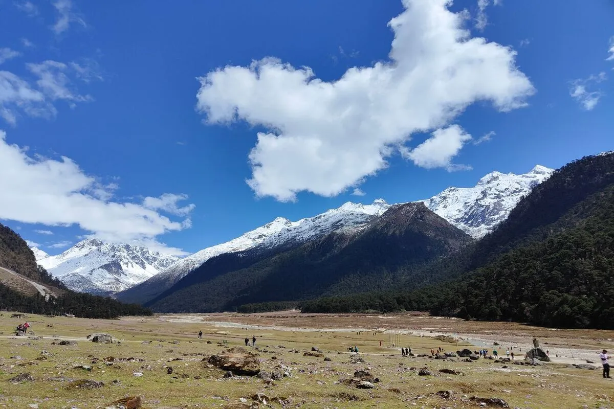 Yumthang Valley surrounded by Himalayan mountains in North Sikkim